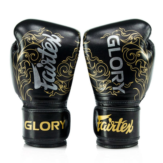 BGVG3: Fairtex X Glory Kickboxing Competition & Training Boxing Gloves: Black/ Silver