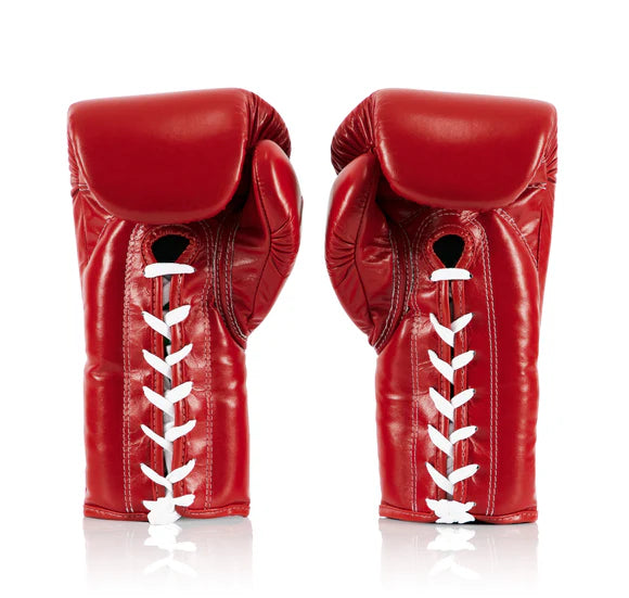 FAIRTEX BGL6 Pro Leather Laced Competition Gloves - Locked Thumb (Red)