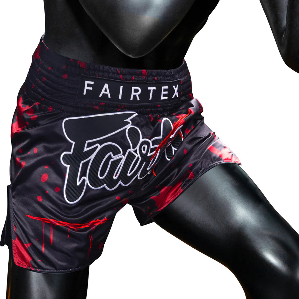 Fairtex Muay Thai Shorts - Demon's Bite (Black/Red)