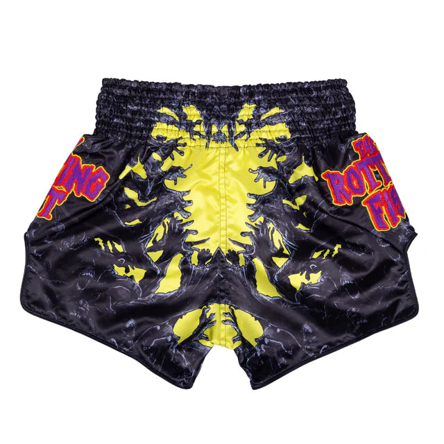 Fairtex Muay Thai Shorts - Rotting Fist (Black/Yellow)