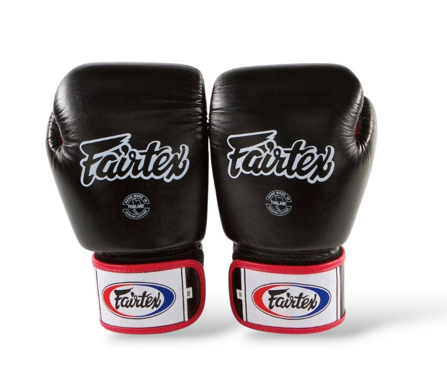 FAIRTEX BGV1 Boxing Gloves (Black/Red Piping)