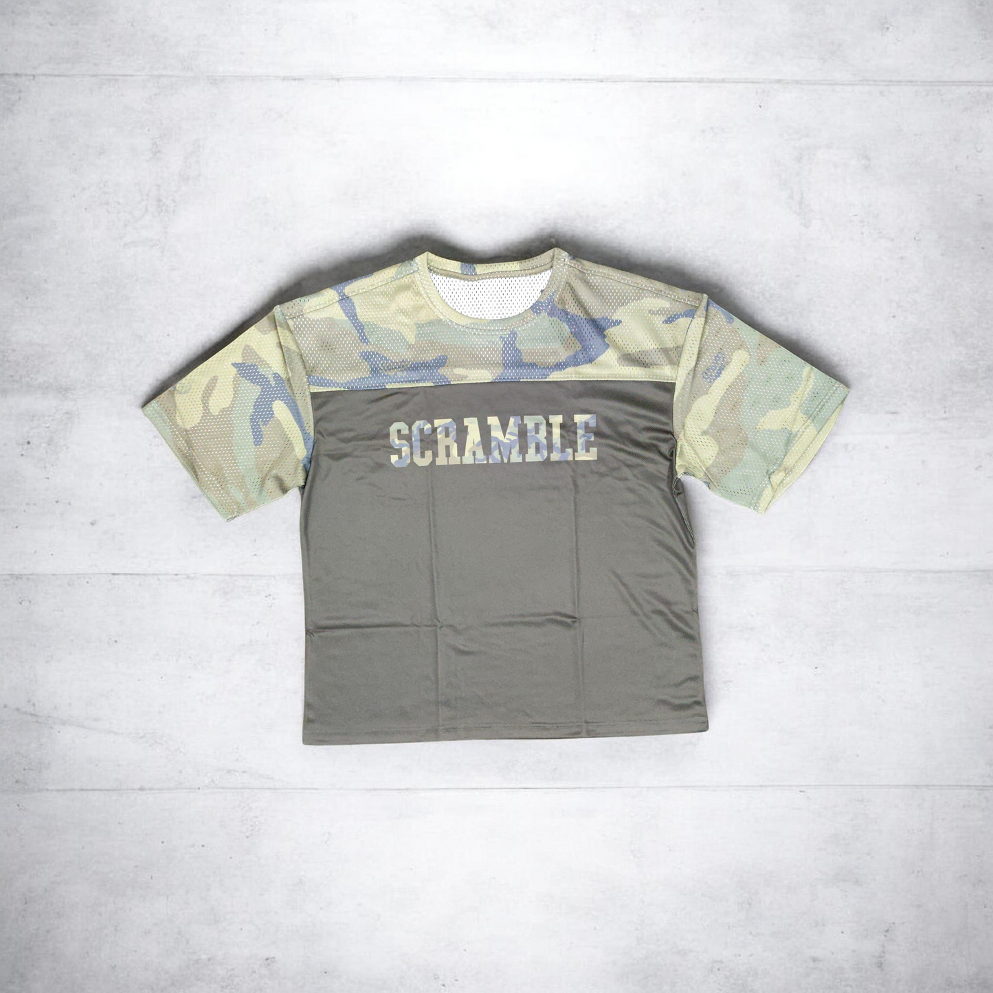 SCRAMBLE Mesh Hybrid Grappling Top (Woodland Camo)