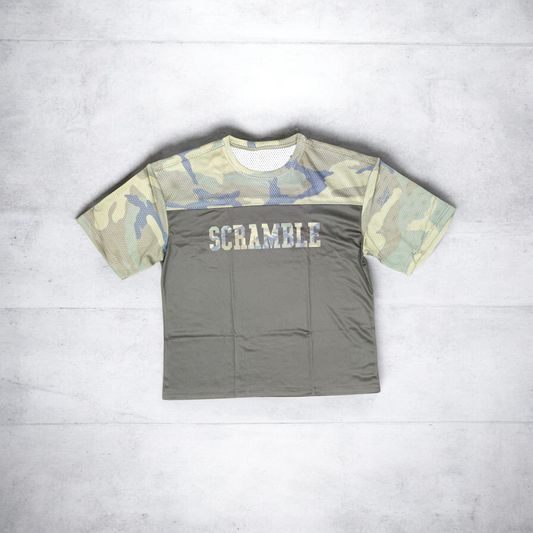 SCRAMBLE Mesh Hybrid Grappling Top (Woodland Camo)