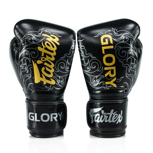 BGVG3: Fairtex X Glory Kickboxing Competition & Training Boxing Gloves: Black/ Gold