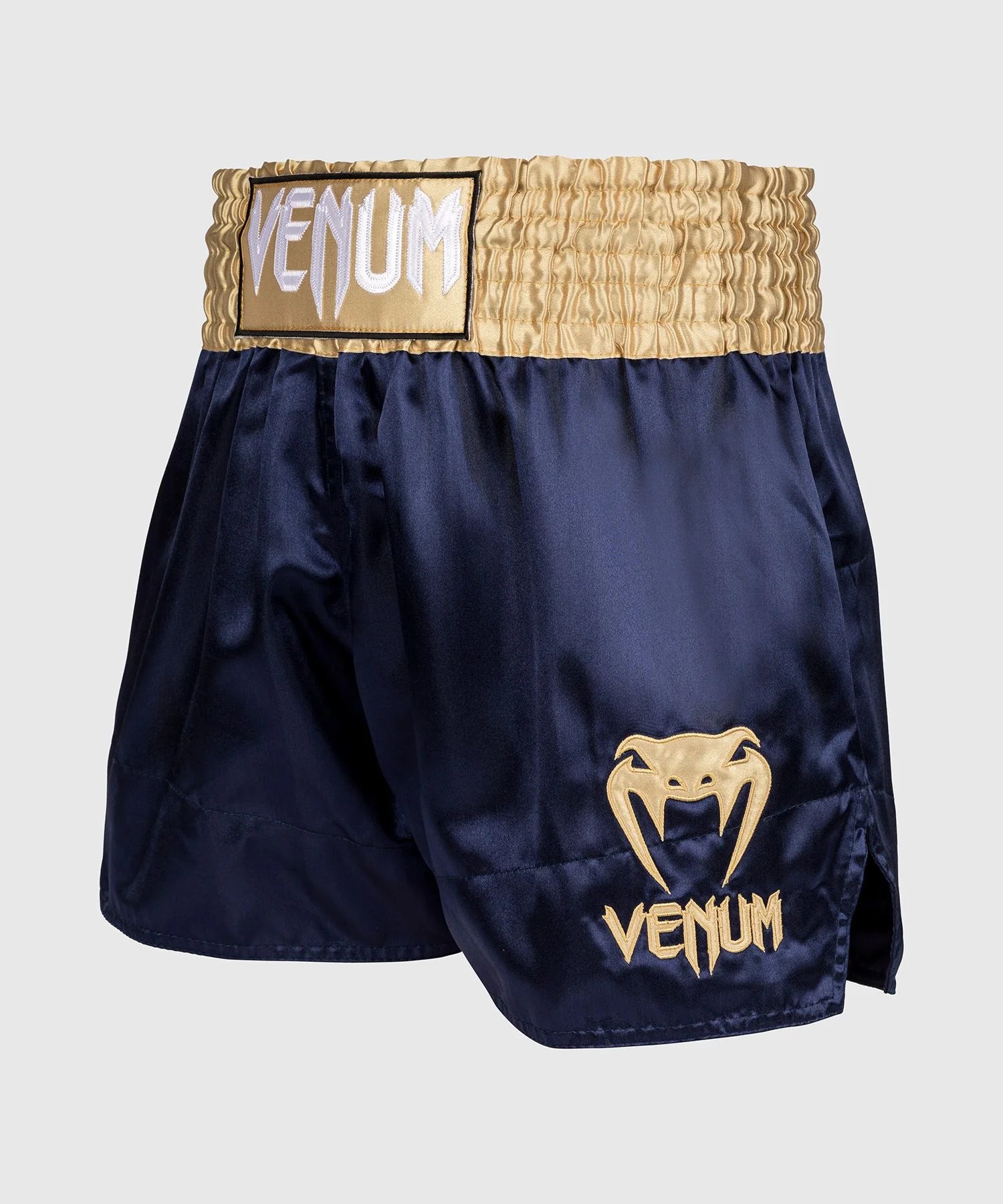 VENUM CLASSIC MUAY THAI SHORTS- NAVY BLUE/GOLD – K1 Extreme Sportshop