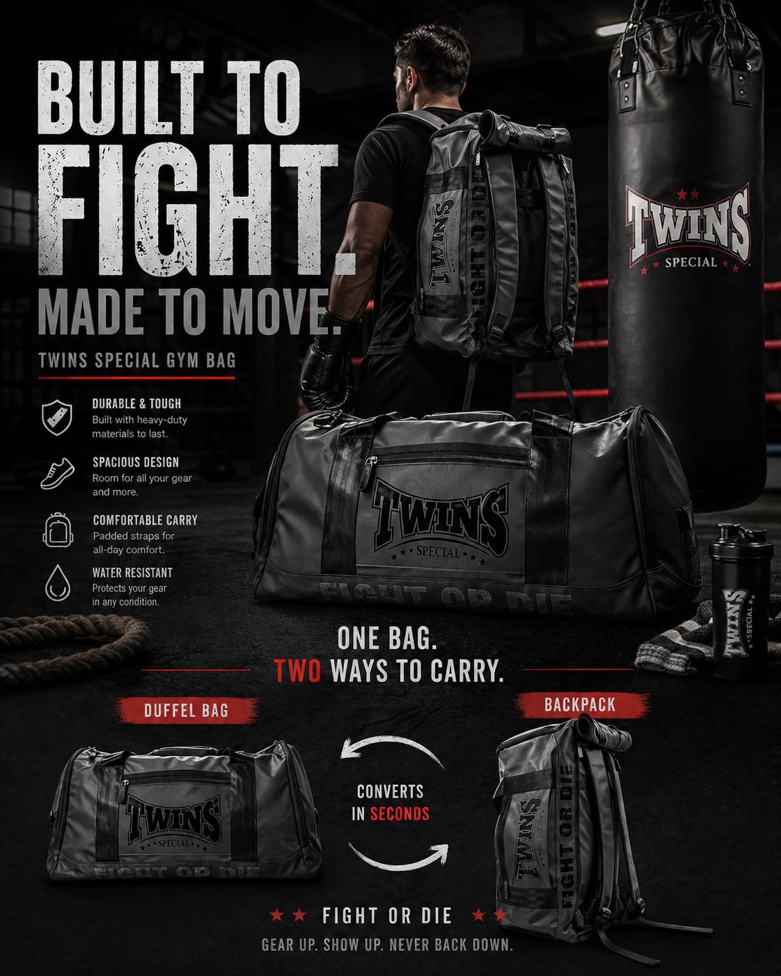TWINS SPECIAL BAG6 Convertible Gym Bag