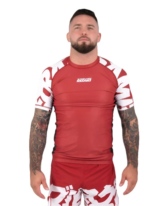 SCRAMBLE BAKA RASHGUARD Red/White