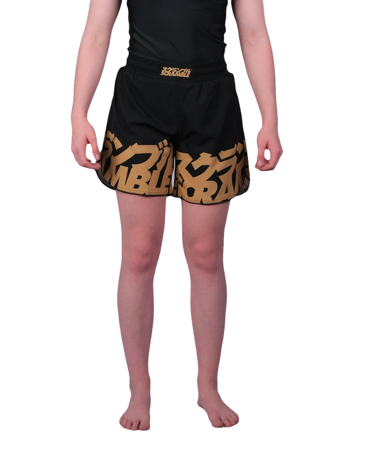 SCRAMBLE Baka Shorts "KIDS" – Black/Gold