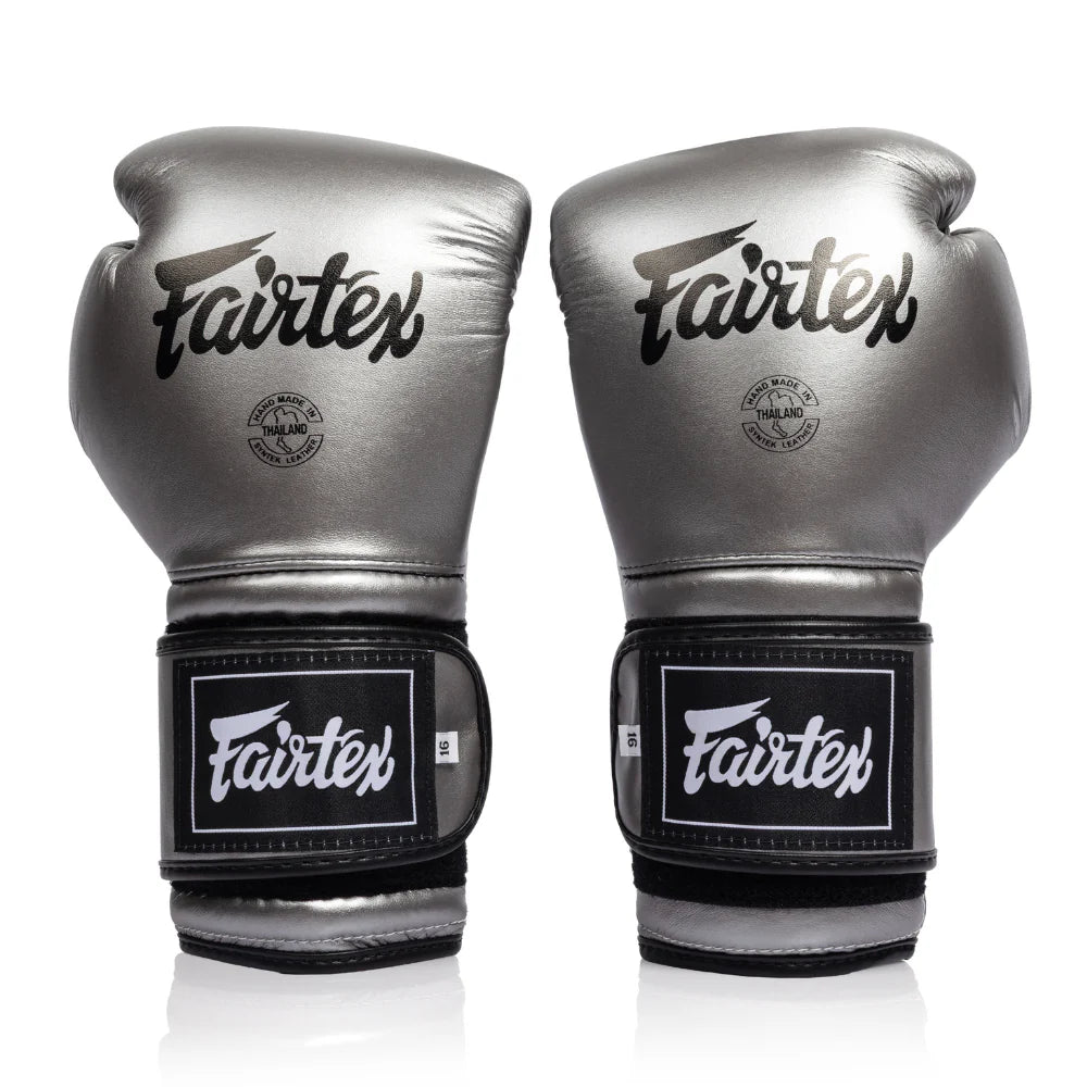 Fairtex BGV9C-Plus Mexican Style Boxing Gloves (GUN METALLIC SILVER)