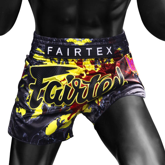Fairtex Muay Thai Shorts - Rotting Fist (Black/Yellow)
