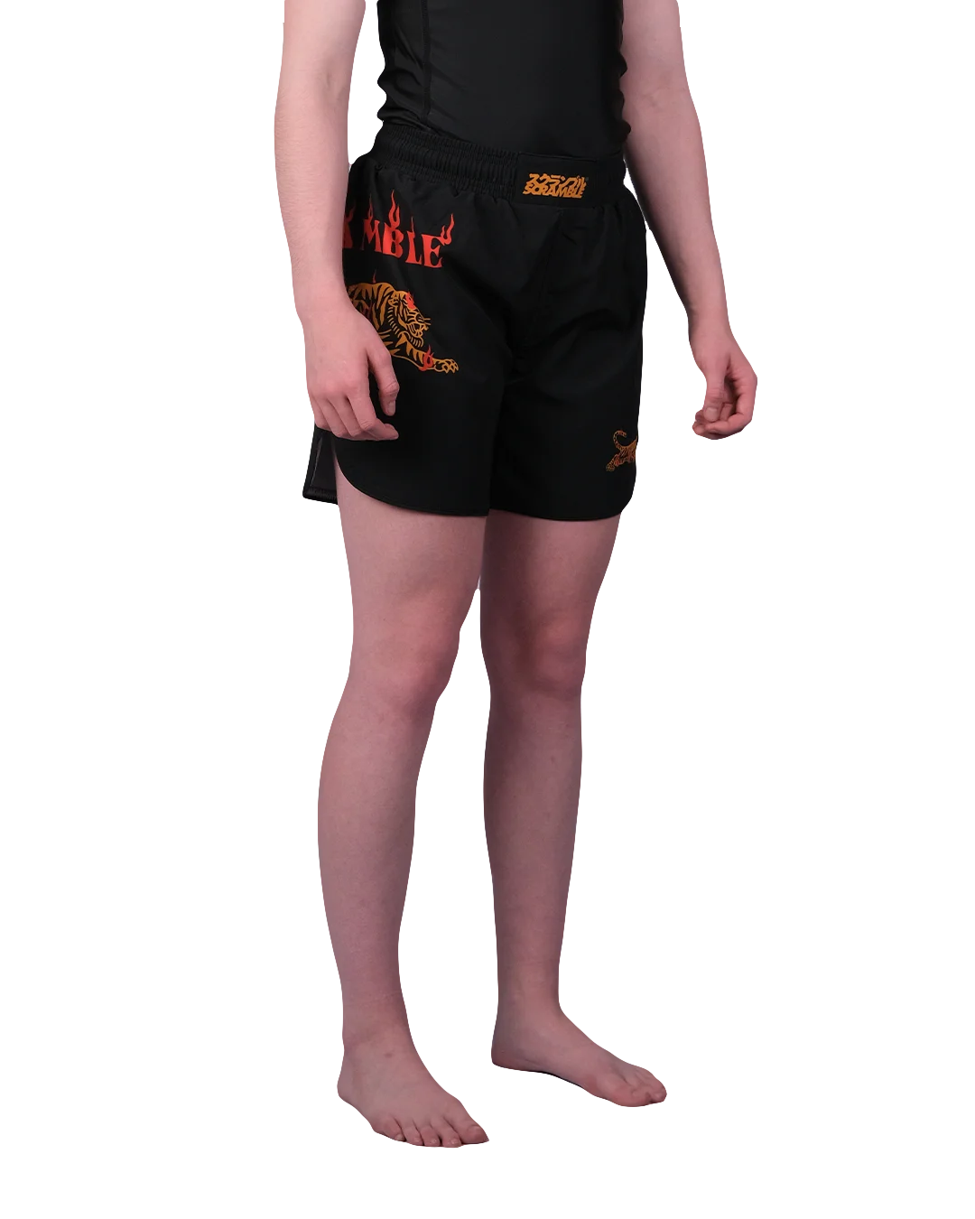 SCRAMBLE Burning Tiger Shorts "KIDS" – Black