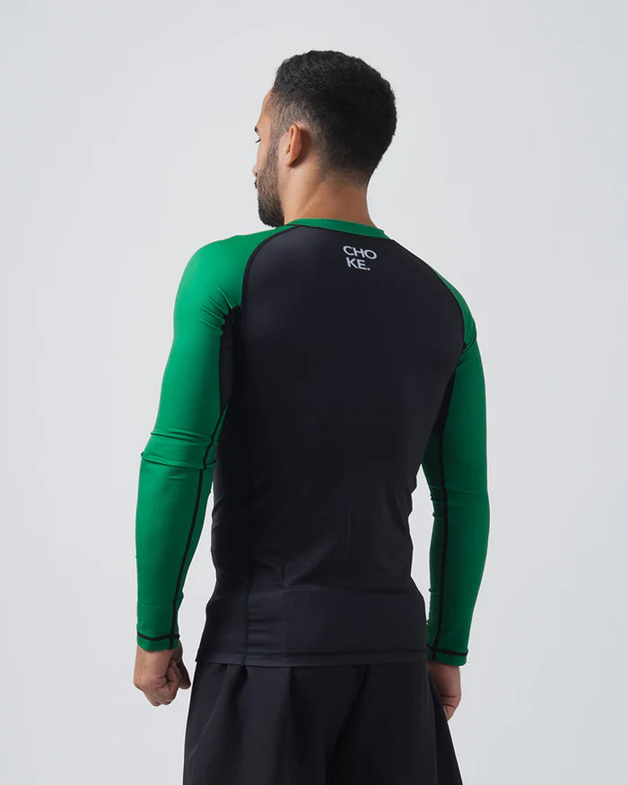 CHOKE REPUBLIC Coffee then Jiu Jitsu Rash guard Black/green