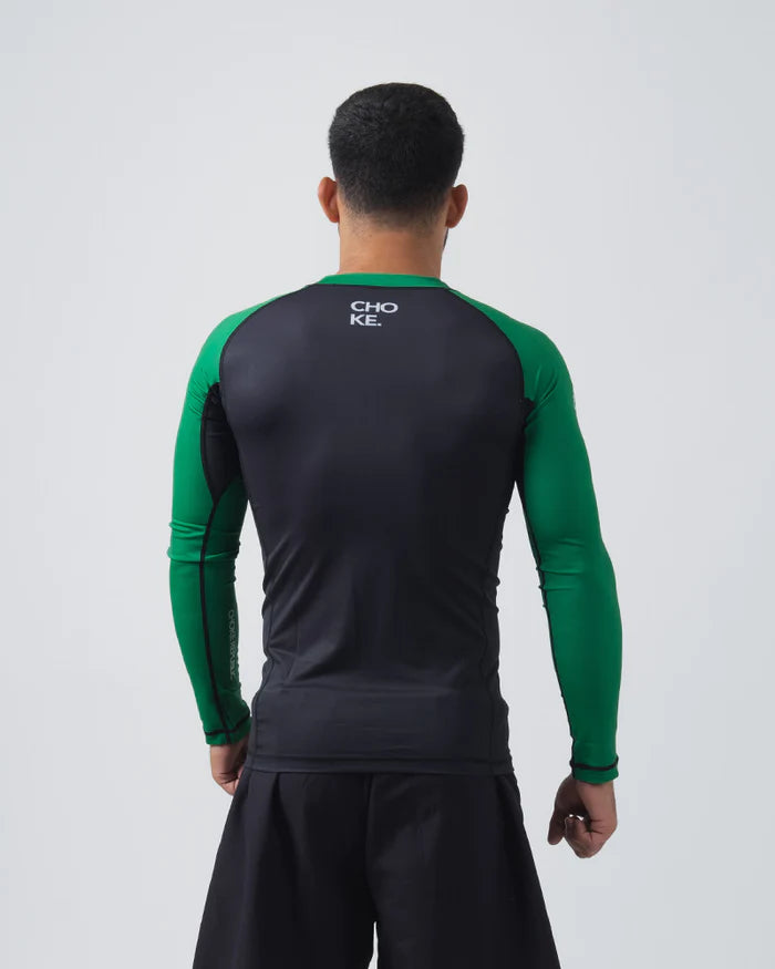 CHOKE REPUBLIC Coffee then Jiu Jitsu Rash guard Black/green