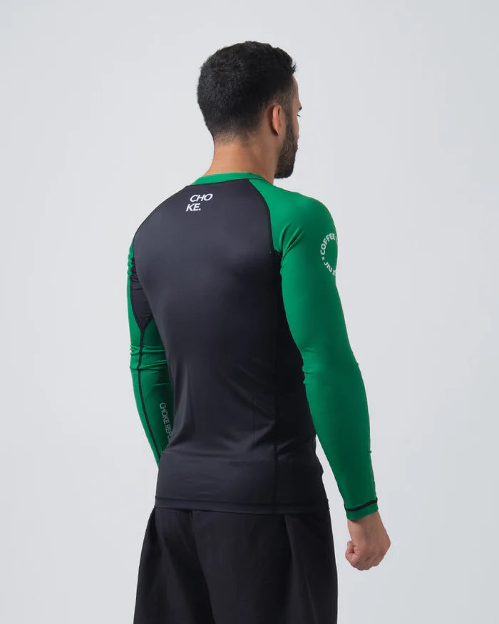 CHOKE REPUBLIC Coffee then Jiu Jitsu Rash guard Black/green