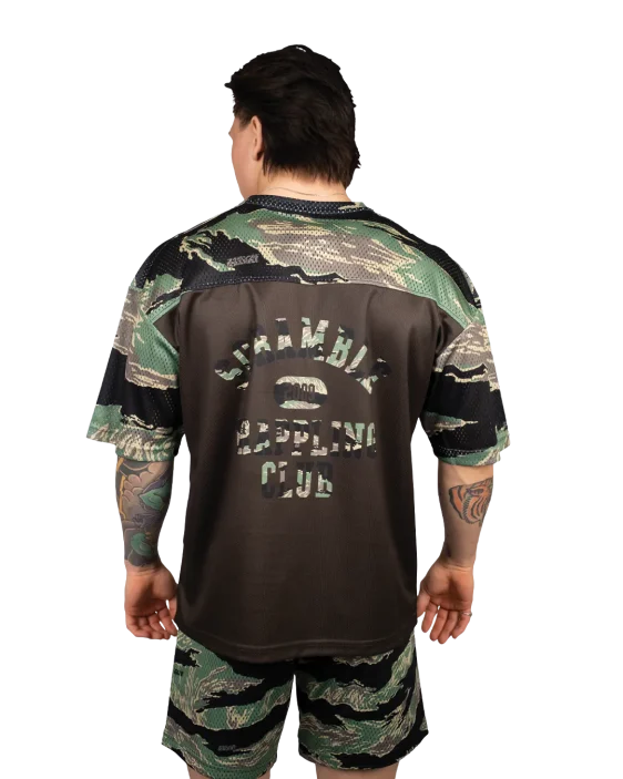 SCRAMBLE Mesh Hybrid Grappling Top (Woodland Camo)