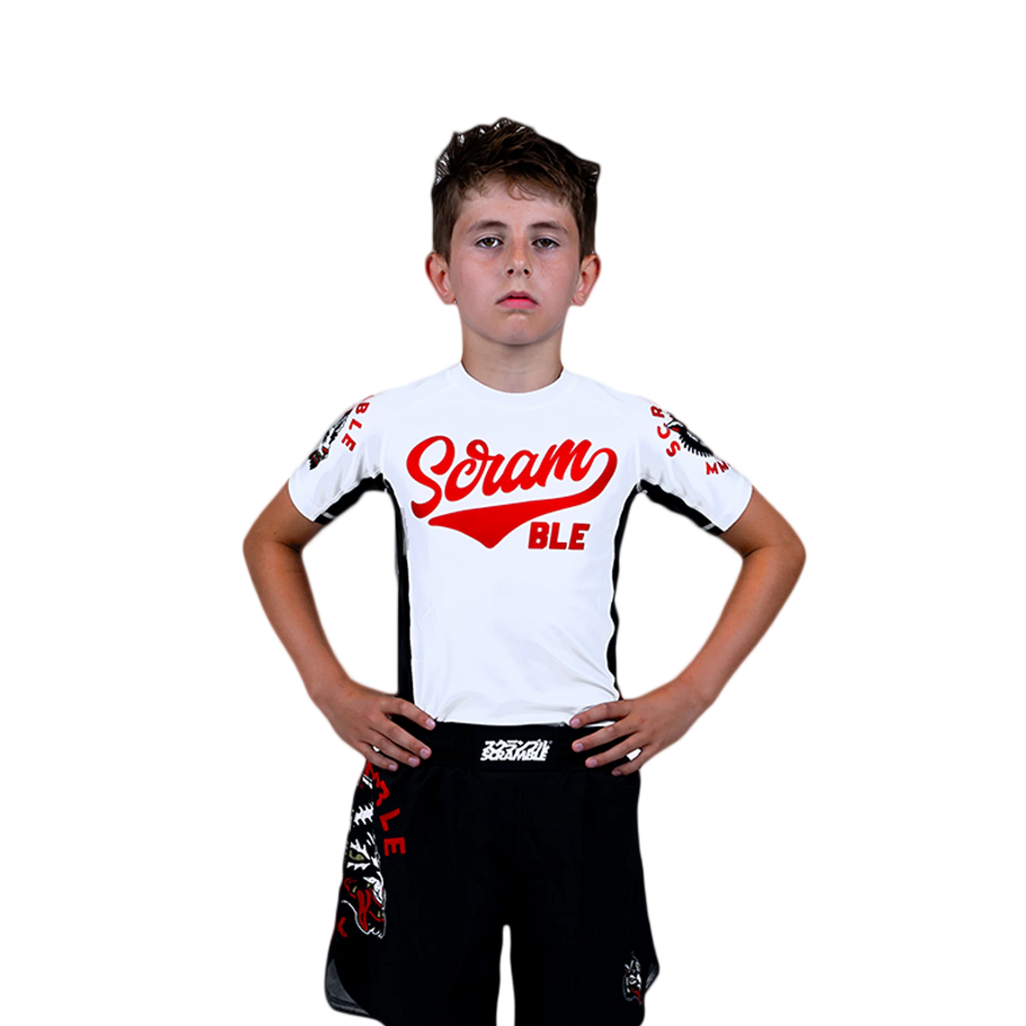 SCRAMBLE Okami "KIDS" Rashguard -White