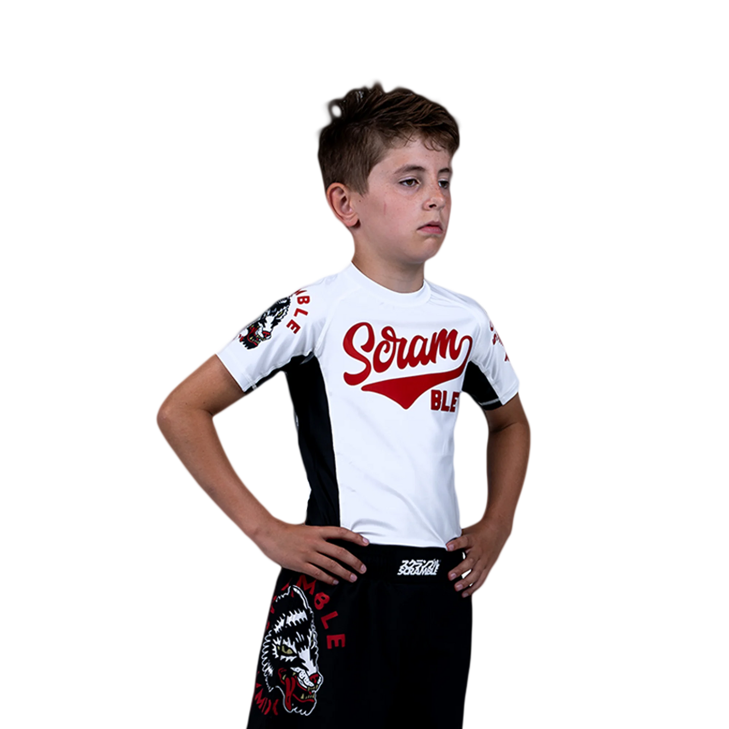 SCRAMBLE Okami "KIDS" Rashguard -White