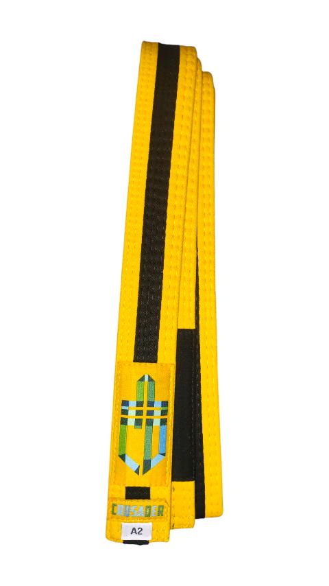 CRUSADER NEW Kids Brazilian Jiu-Jitsu Belt [Yellow/Black Stripe]