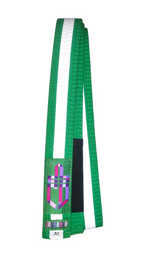 CRUSADER NEW Kids Brazilian Jiu-Jitsu Belt [Green/White Stripe]