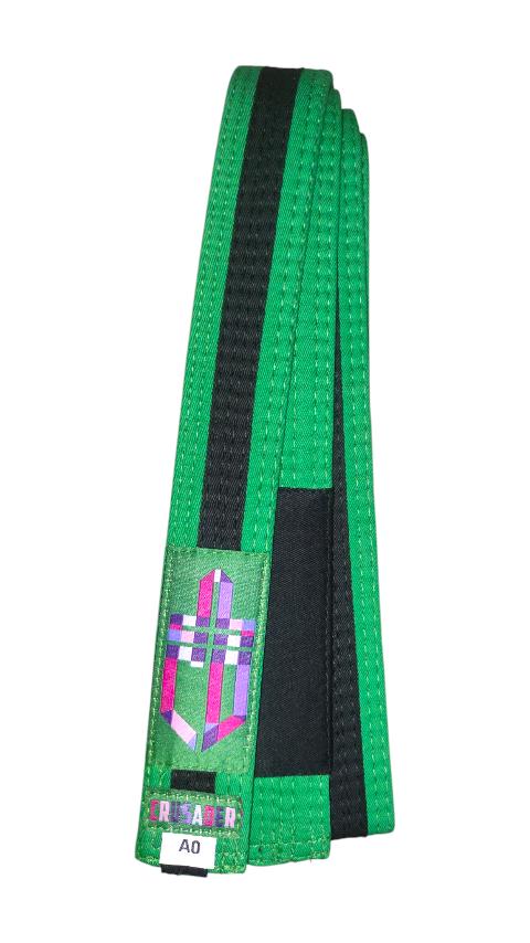 CRUSADER NEW Kids Brazilian Jiu-Jitsu Belt [Green/Black Stripe]