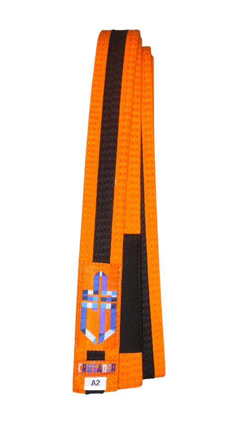 CRUSADER NEW Kids Brazilian Jiu-Jitsu Belt [Orange/Black Stripe]