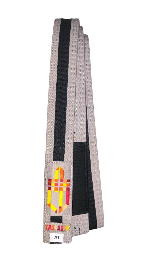 CRUSADER NEW Kids Brazilian Jiu-Jitsu Belt [Gray/Black Stripe]