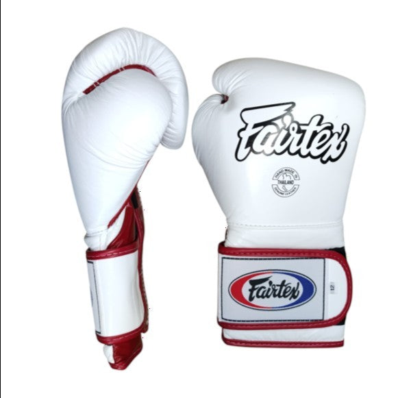 FAIRTEX BGV9 Boxing Gloves [White/Red Palm/Red Piping