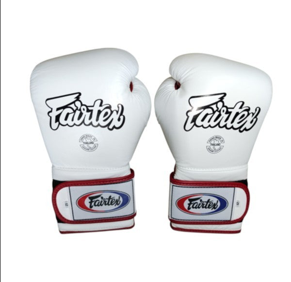 FAIRTEX BGV9 Boxing Gloves [White/Red Palm/Red Piping
