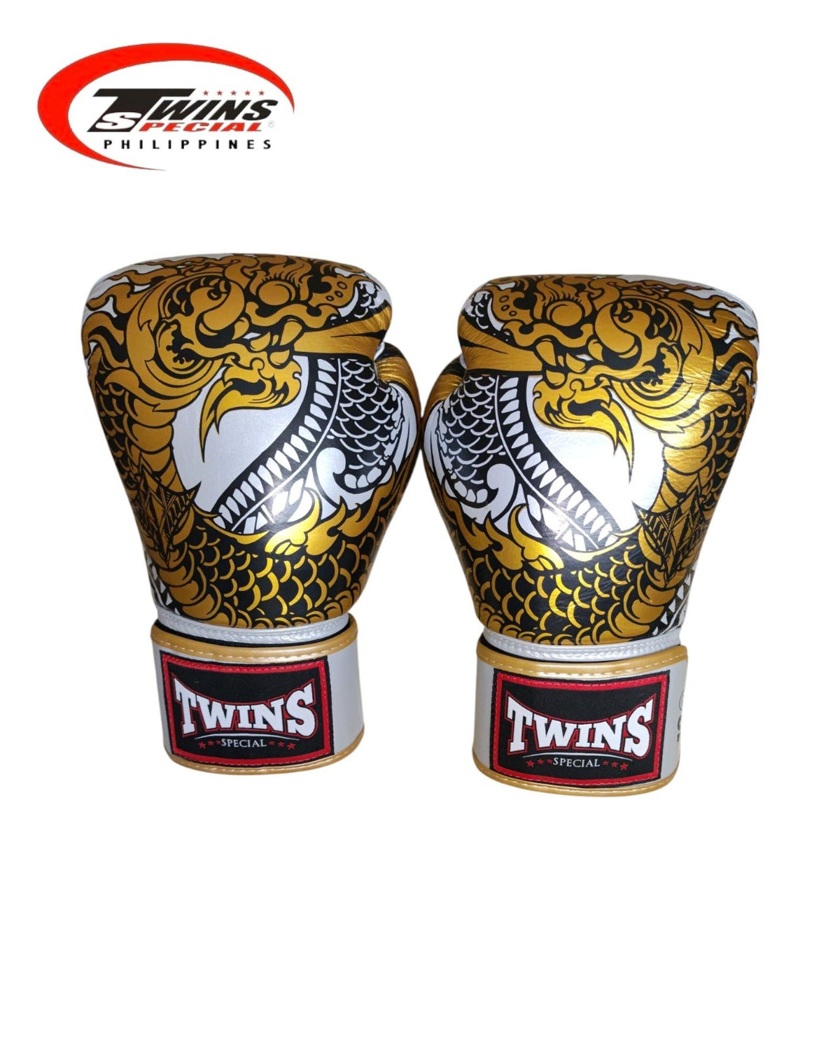 Twins Special Boxing Gloves Thai Nagas Dragon [Silver/Gold]