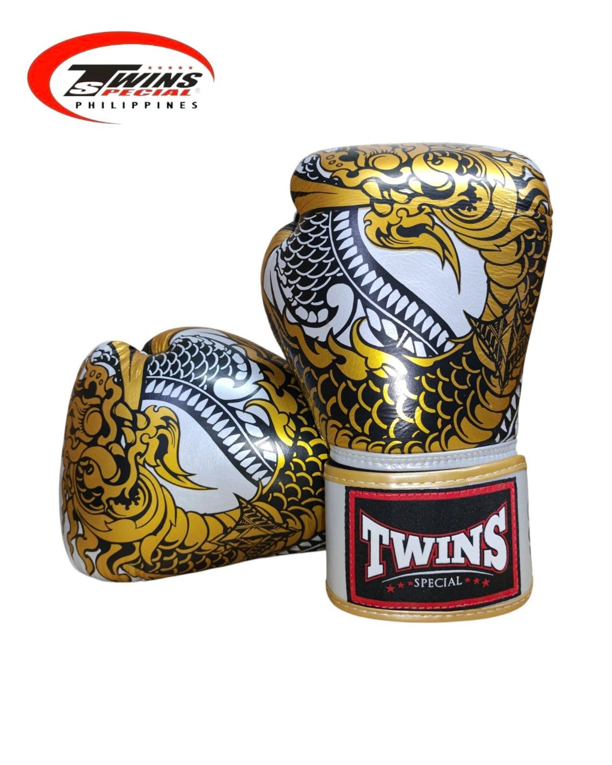 Twins Special Boxing Gloves Thai Nagas Dragon [Silver/Gold]