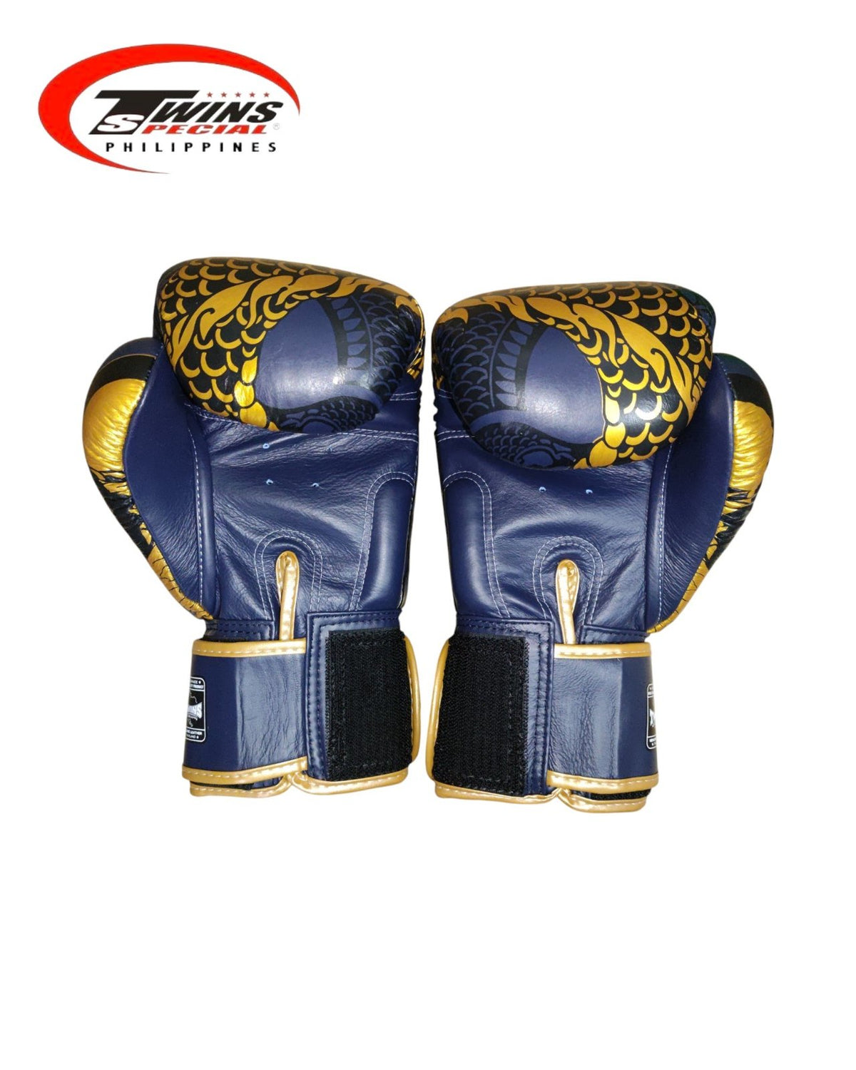 Twins Special Boxing Gloves Thai Nagas Dragon [Navy/Gold]