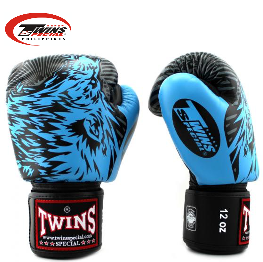 Twins Special Fancy Boxing Gloves Light Blue Wolf