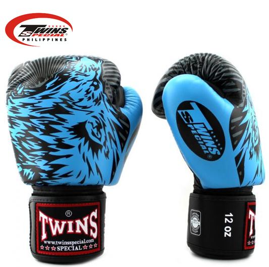 Twins Special Fancy Boxing Gloves Light Blue Wolf