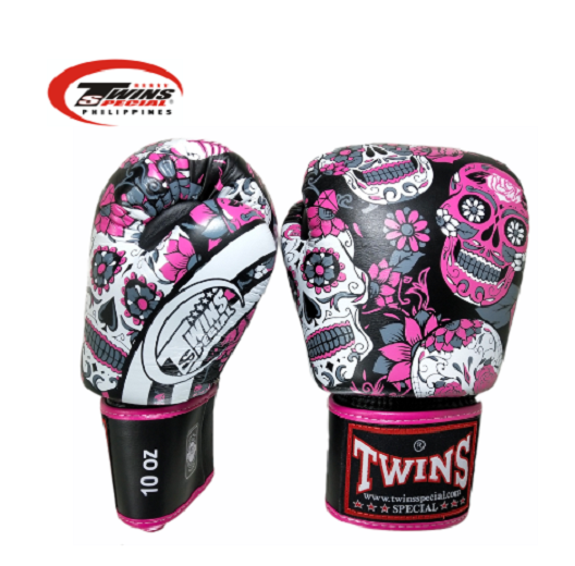 Twins Special Boxing Gloves Muerto Skull [Black/Pink]