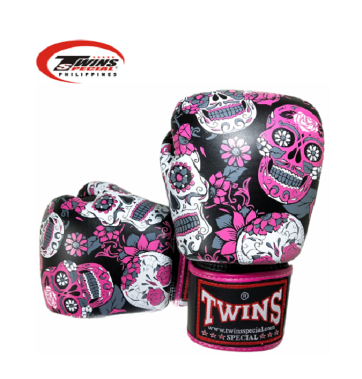 Twins Special Boxing Gloves Muerto Skull [Black/Pink]