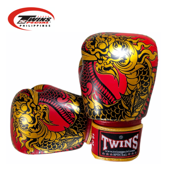 Twins Special Boxing Gloves Thai Nagas Dragon [Red/Gold]