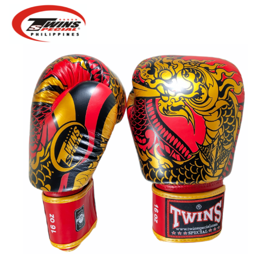 Twins Special Boxing Gloves Thai Nagas Dragon [Red/Gold]