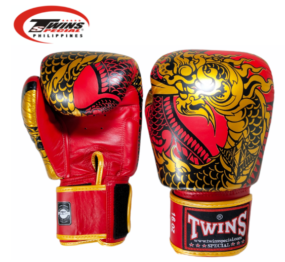 Twins Special Boxing Gloves Thai Nagas Dragon [Red/Gold]