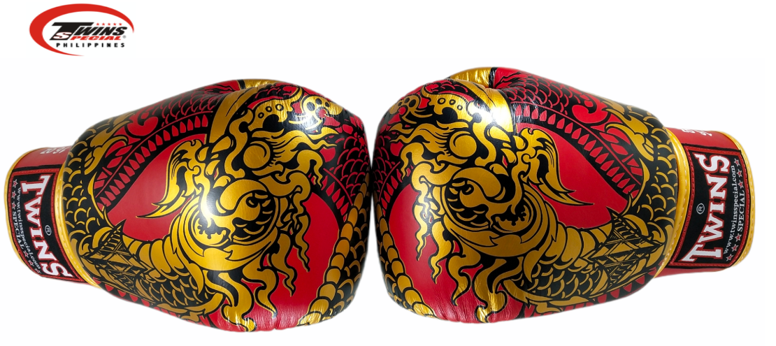 Twins Special Boxing Gloves Thai Nagas Dragon [Red/Gold]