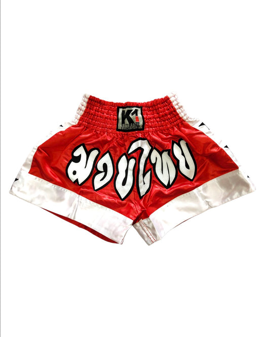 K-1 Muaythai Fight Shorts [Red/White]