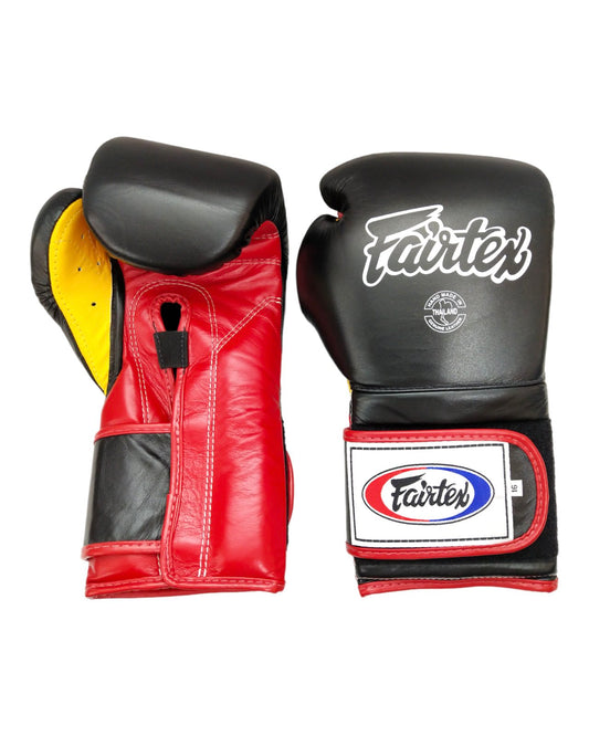 FAIRTEX BGV9 Boxing Gloves [Black/Red Palm/Yellow Thumb]